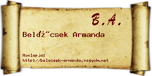 Belácsek Armanda névjegykártya